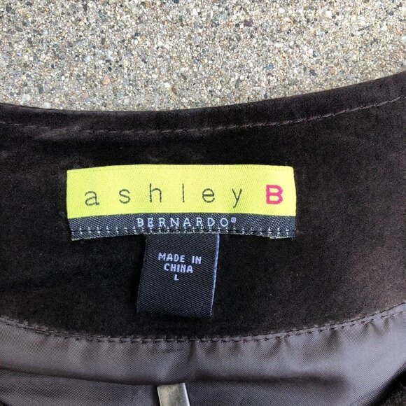 ASHLEY B Bernardo Leather Suede Jacket Women's LARGE Coat Black Full Zip Wide‌ - Picture 7 of 7